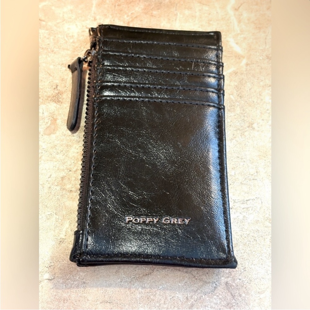 POPPY GREY Black Napa Quilted Faux Patent Leather NWOT